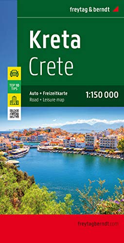 Kreta, Autokarte 1:150.000, Top 10 Tips: Top 10 Tips Sehenswürdigkeiten, Citypläne, Ortsregister mit Postleitzahlen (freytag & berndt Auto + Freizeitkarten