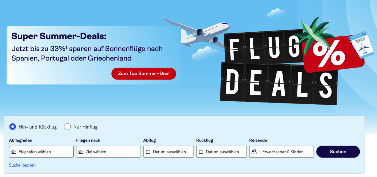 Banner Super Summer-Deals bei TUIfly - 33% Rabatt